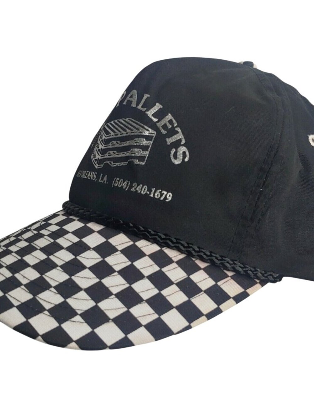 Vintage Nissin C&M Pallets New Orleans LA Checkered Black White Cap Retro Hat - Picture 6 of 12